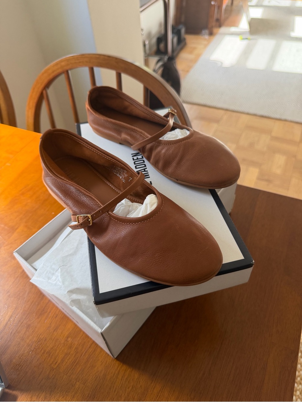 Steve Madden Brown Besette Mary Jane Flats